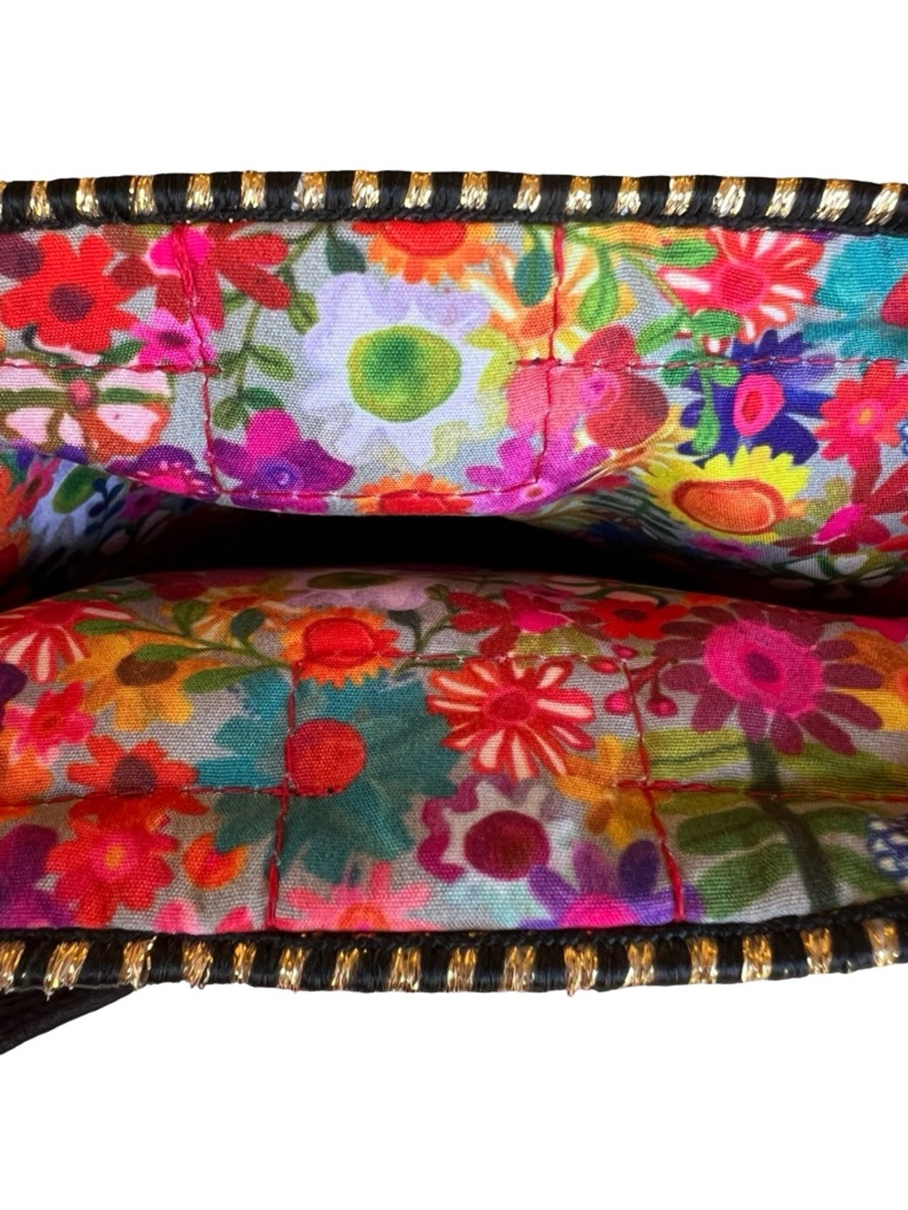 NATURAL LIFE Embroidered Black Corduroy Boho Crossbody Bag Folk Flower Purse - Picture 8 of 12